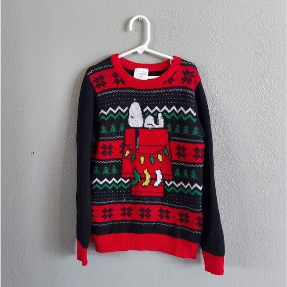Snoopy‎ Ugly Christmas Sweater Size 8 Doghouse Lights Jumping Beans - Picture 1 of 4